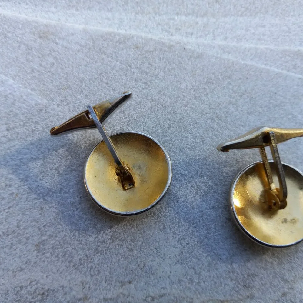 Spanish Damascene Octagram Cufflinks ~ Black & Gold